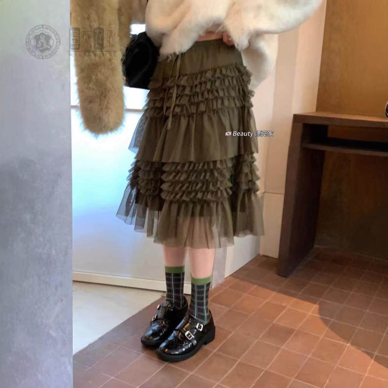 十三行春款小个子重工网纱蛋糕裙女荷叶边蓬蓬半身裙A字中裙