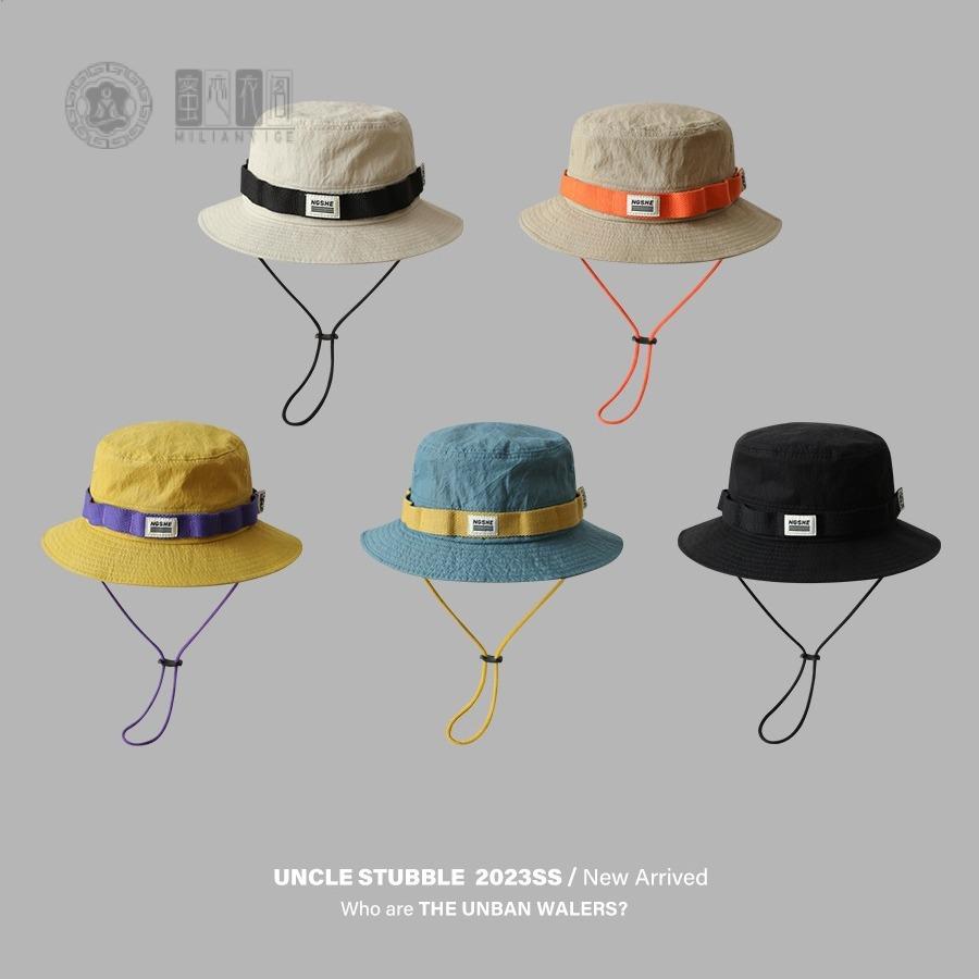 日系撞色复古渔夫帽子男女夏季