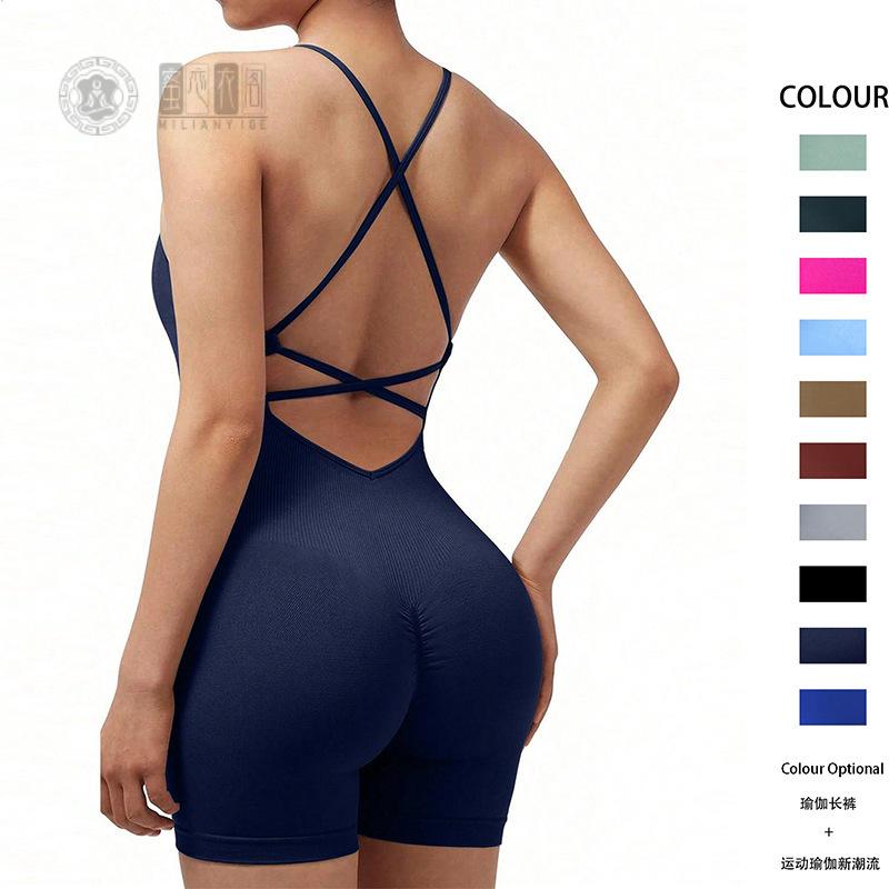 美背健身服外穿速干衣瑜伽连体衣