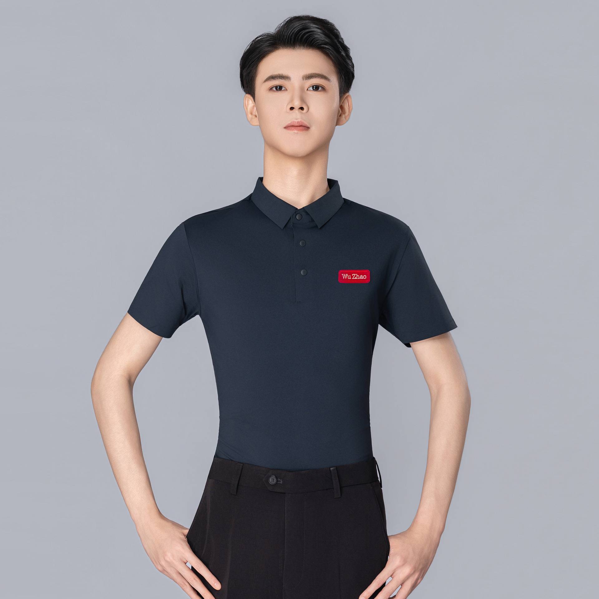 男士摩登舞服夏季翻领短袖交谊含