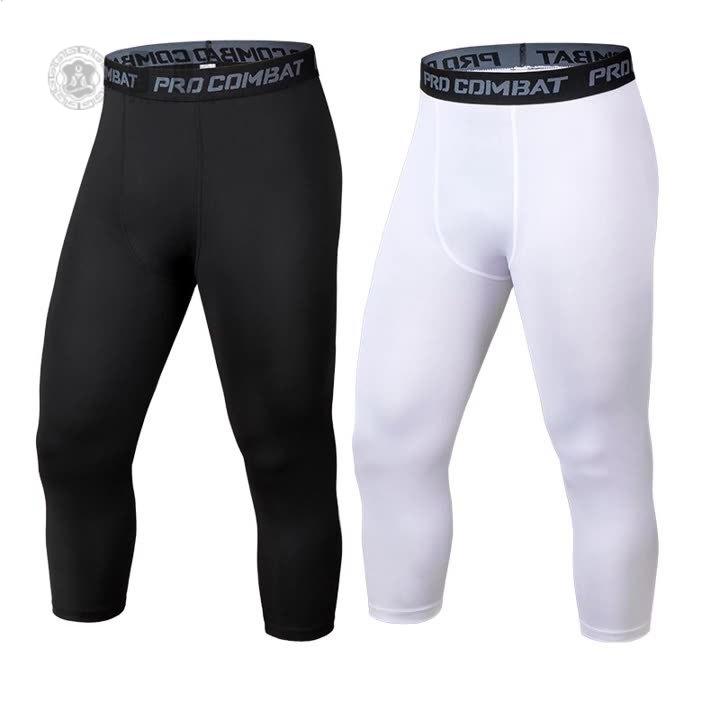 篮球运动紧身裤男速干透气白色