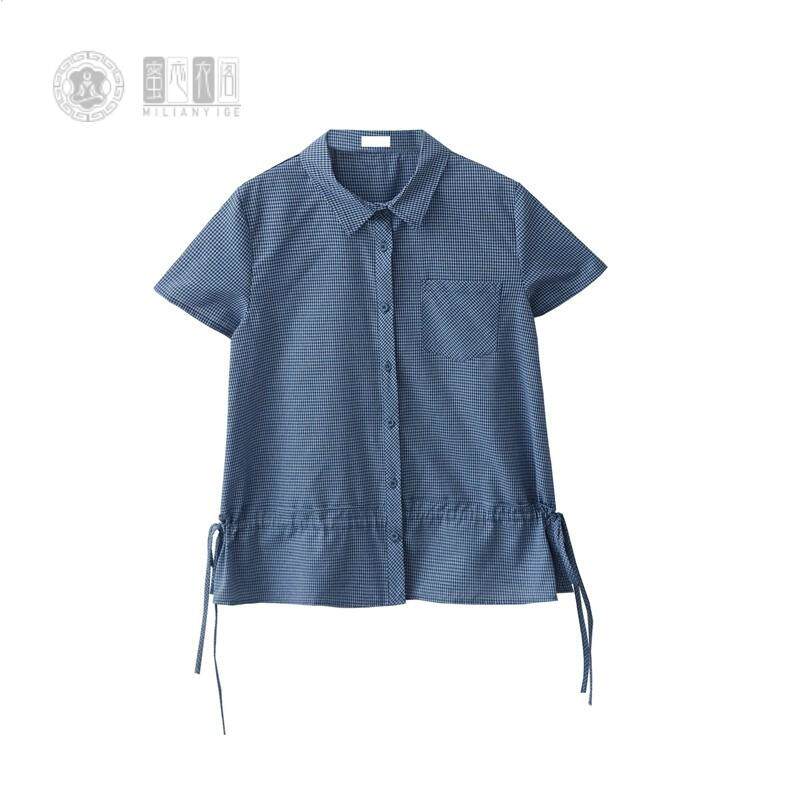 夏季法式学院风抽绳收腰木耳边女