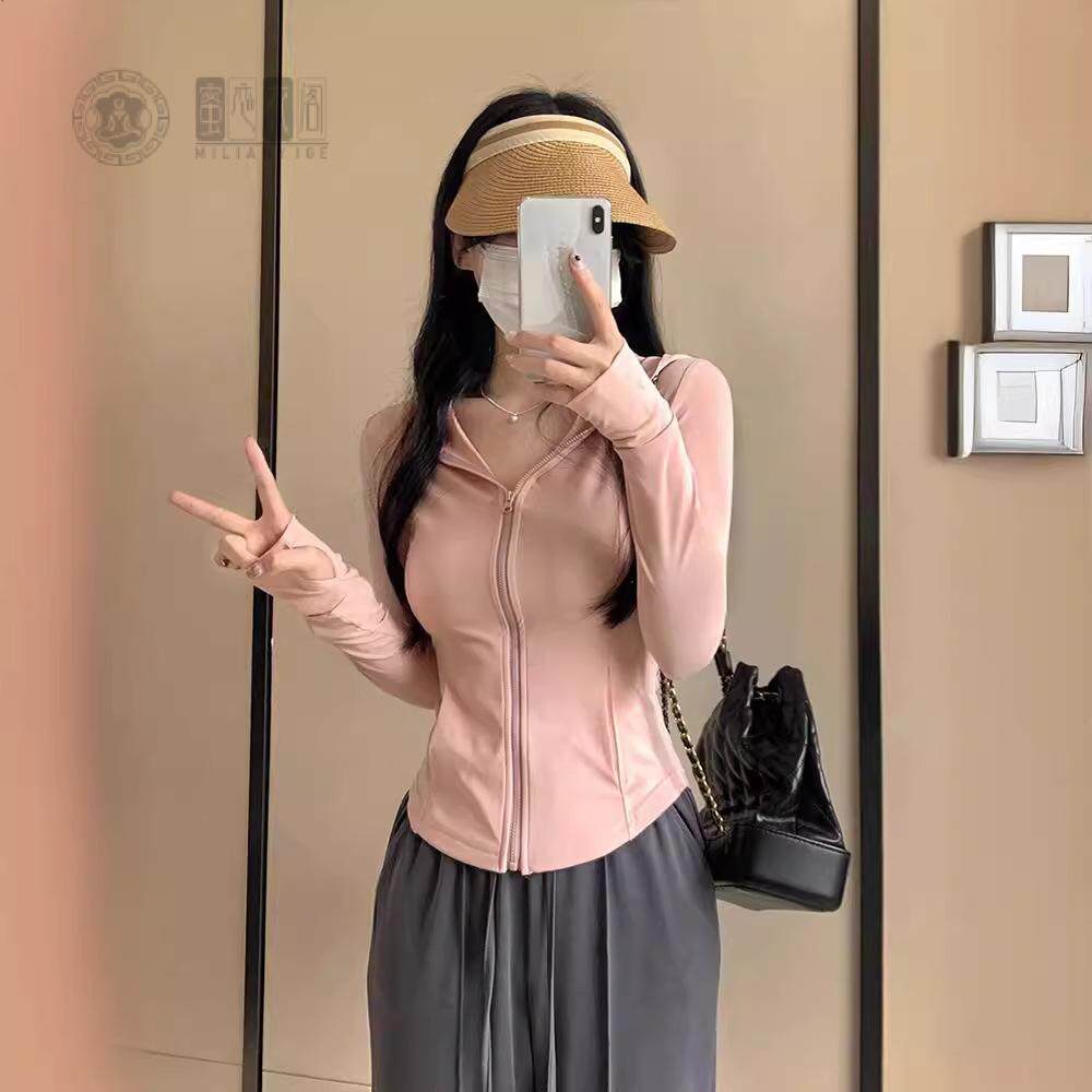 冰丝防晒衣女款夏季修身运动服外套紧身上衣2026新款女款套装女孩