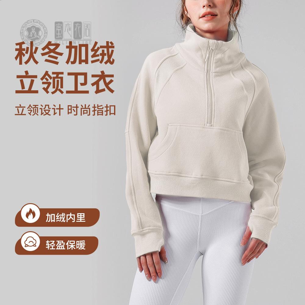 美拉德风加绒加厚女秋冬短款立领