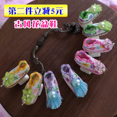 纯手工制作6分古装娃娃古风平底鞋obitsu BJD清装花盆鞋绣花布鞋