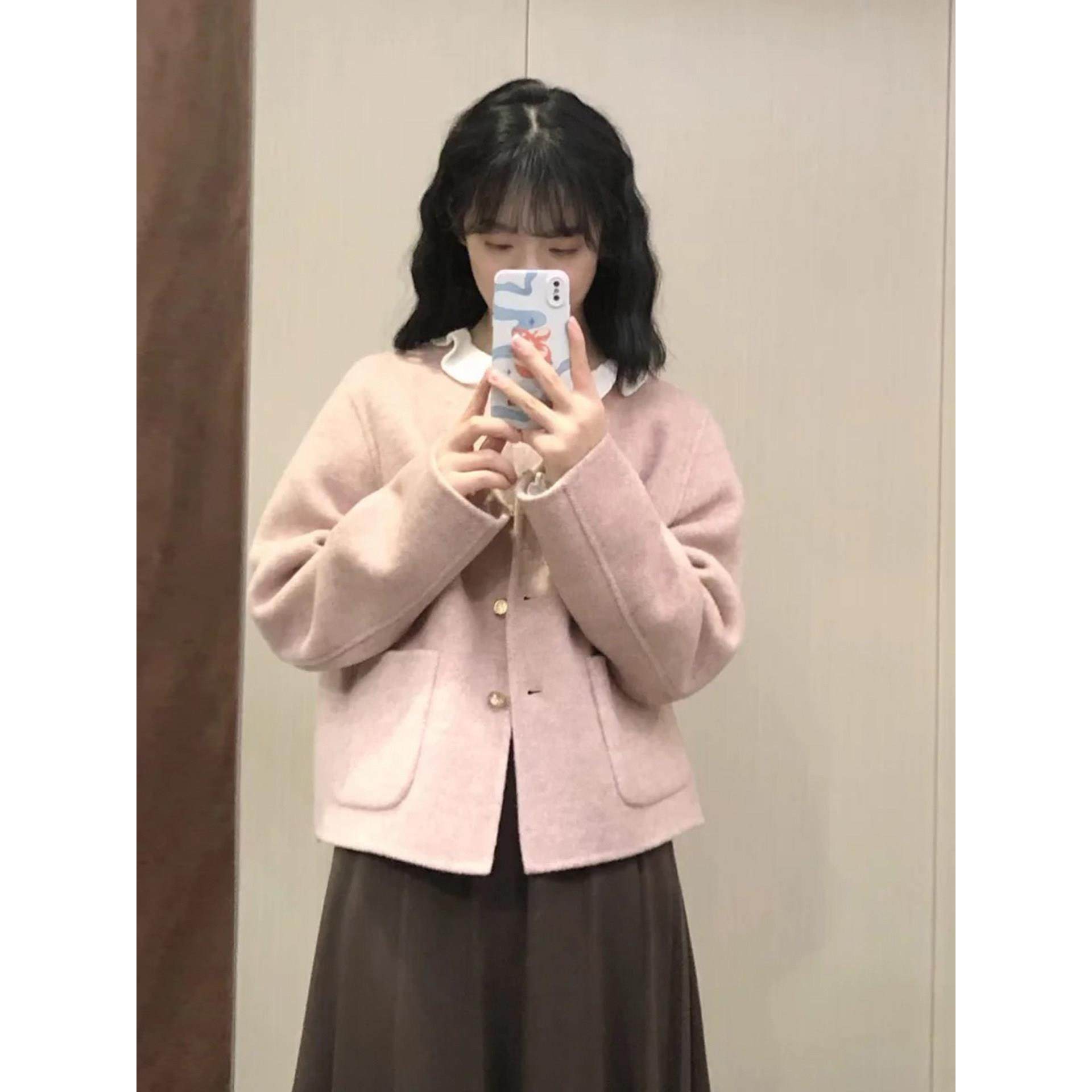 粉色圆领减龄小香呢子大衣女秋冬新款小个子宽松百搭短款毛呢外套,运动/瑜伽/健身/球迷用品,广场舞套装,淘宝优惠券,粉丝福利购,淘宝优惠卷