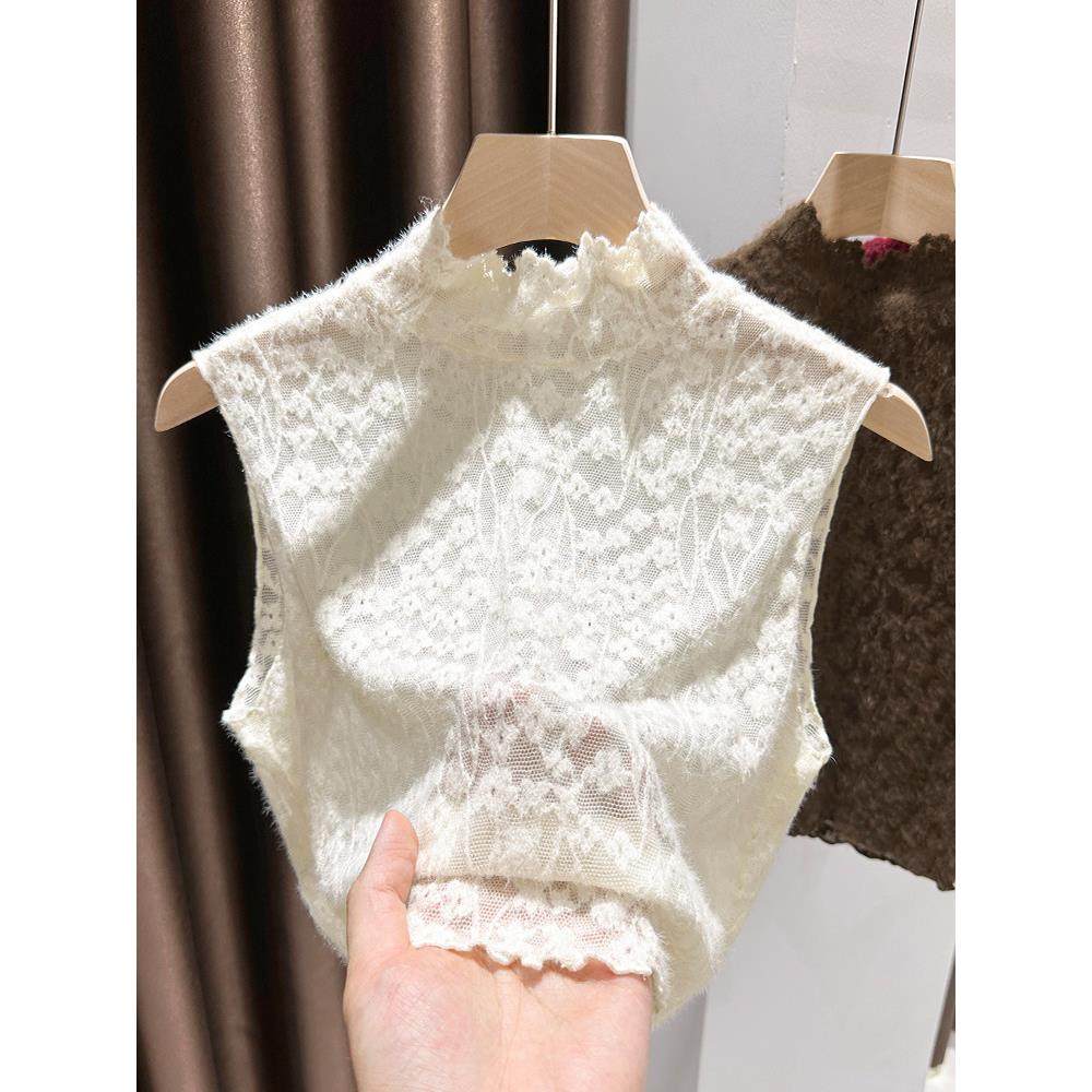 甜美精致磨毛花纹蕾丝半高领假领子女秋冬内搭无袖背心打底衫上衣,服饰配件/皮带/帽子/围巾,假领,淘宝优惠券,粉丝福利购,淘宝优惠卷