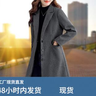芼呢外套女士中长款2025新款秋冬装时尚洋气高端西装中年呢子大衣
