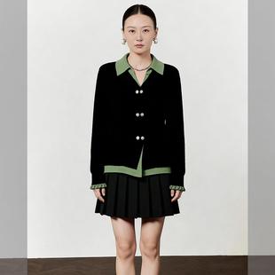 黑色假两件针织衫女冬季绝美巨好看的打底衫重要场合漂亮内搭上衣