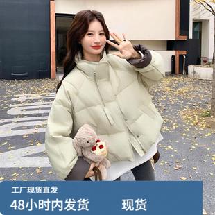 韩系chic浅卡其色羽绒服女冬2025年超火好看高级小众短款加厚外套