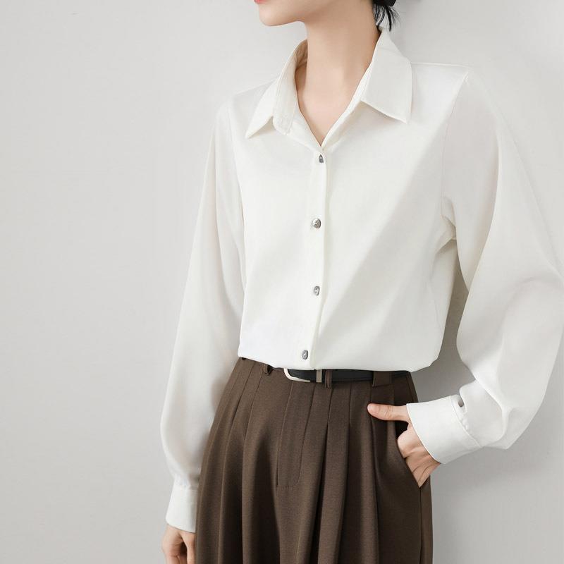 法式缎面衬衫女春季2025年新款高级感职业OL垂感通勤气质长袖上衣