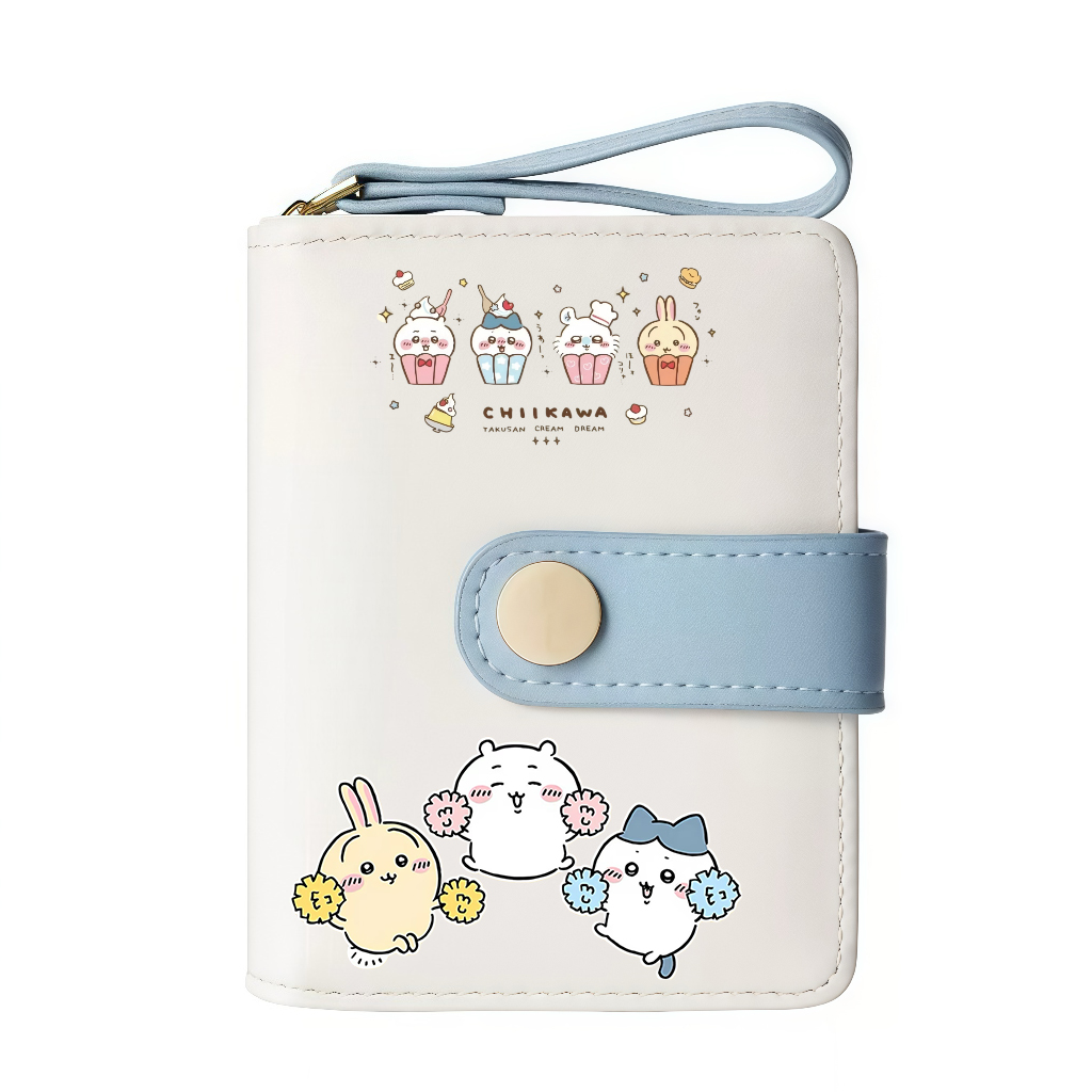 吉伊卡哇chiikawa女简约钱包短款女士可爱小猫便携多功能钱包卡包