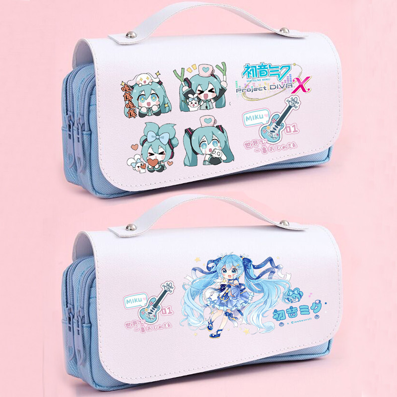 初音笔盒帆布大容量动漫笔袋图片