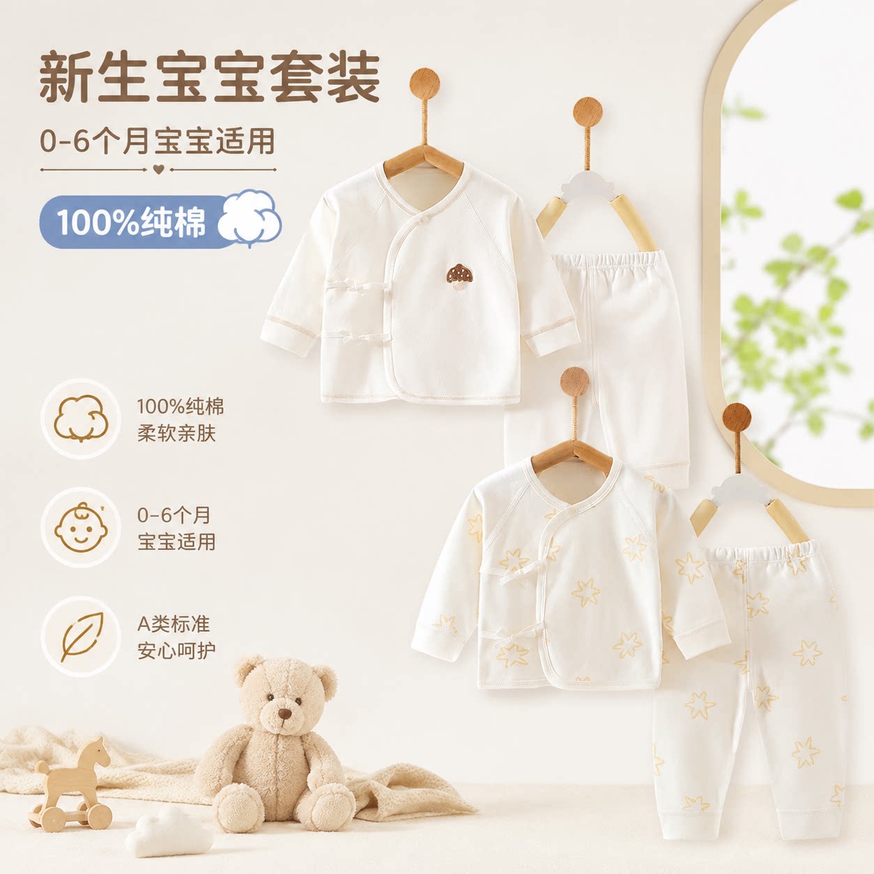 新生婴儿衣服内衣套装秋季纯棉打底0-6月男女宝宝上衣裤子秋装