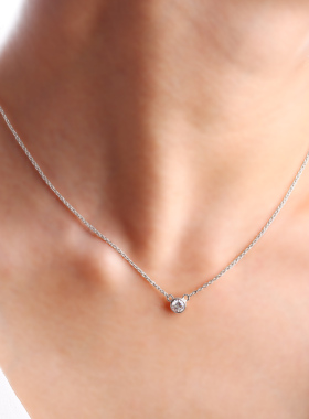 短款高碳钻吊坠玫瑰金色锁骨链