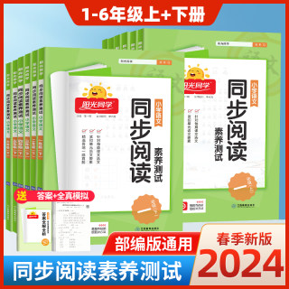 2024春阳光同学小学语文同步阅读素养测试下册一二年级三四五六年级上册人教版语文阅读理解训练小学生课外阅读与写作训练提升教辅