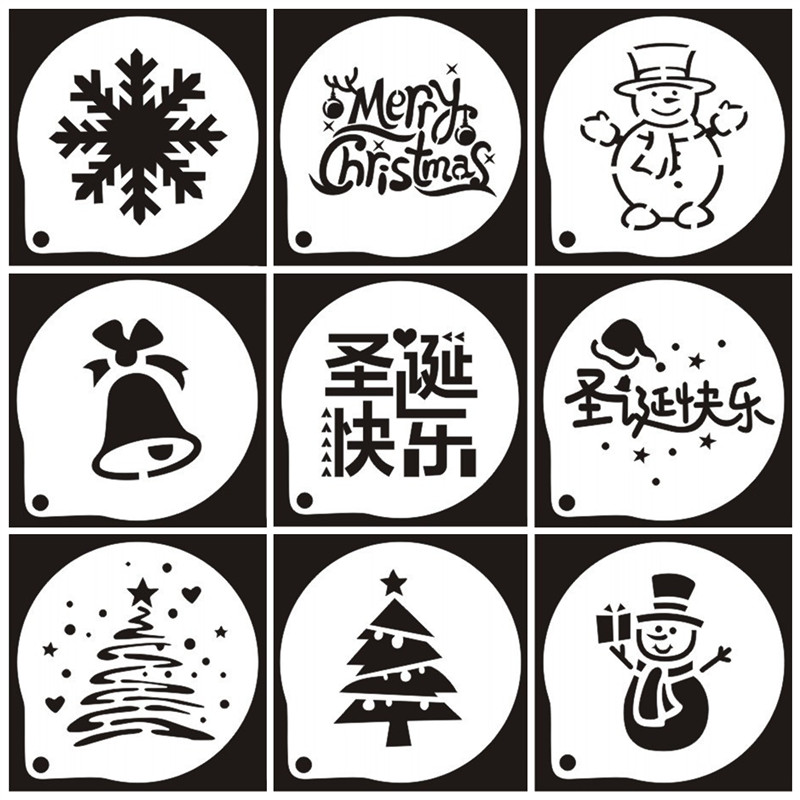 3寸圣诞节糖粉筛  喷花模 饼干印花模 咖啡蛋糕雪花图案撒粉模具