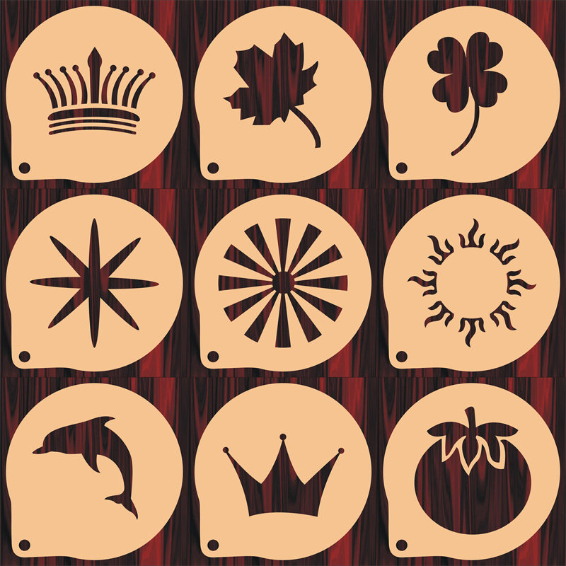 5/6/8寸花纹A款印花模具咖啡拉花印花蛋糕奶茶来图定制食品级材质