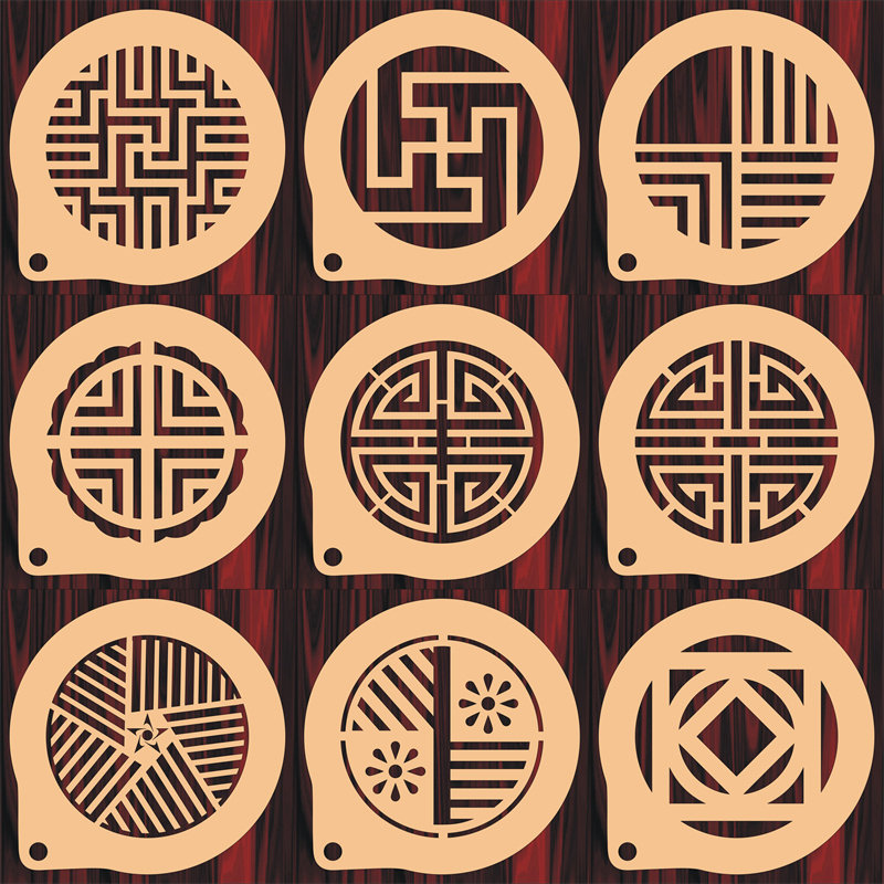 3寸4寸复古风印花模具咖啡拉花印花蛋糕奶茶喷来图定制食品级材质