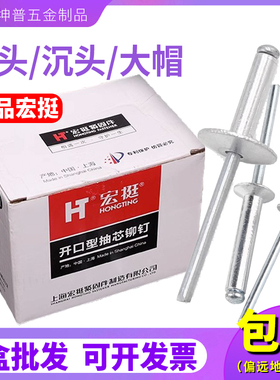 宏挺沉头抽芯铆钉铝制大帽开口型圆头拉钉拉柳钉汽车铆钉M3.2M4M5