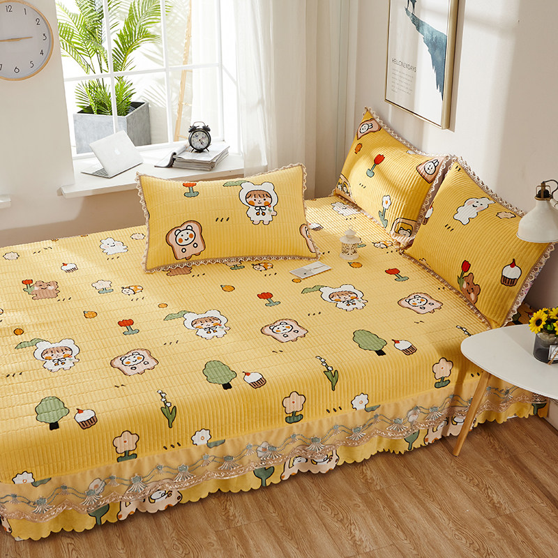 定做水晶绒榻榻米炕盖床裙防滑