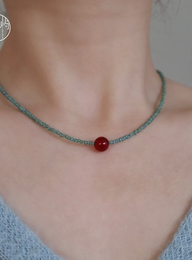 星鹿屿红绿配新中式玛瑙项链