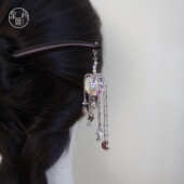 流星闪烁 星鹿屿中国风黑檀木簪流苏步摇发簪子发饰古典清新女