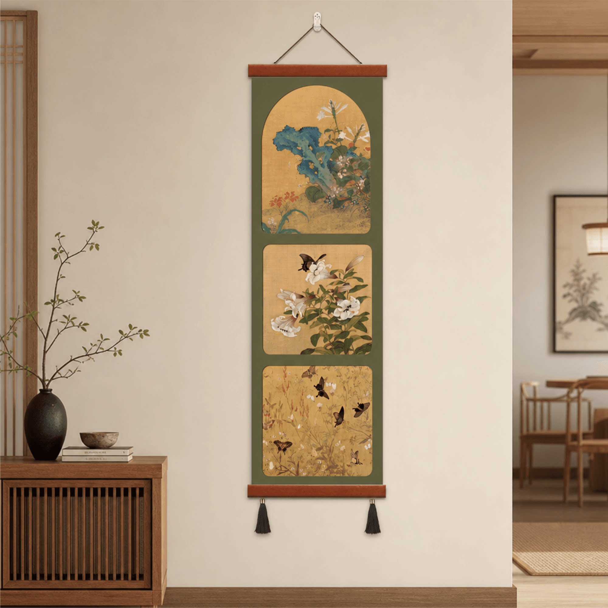 新中式花鸟花卉客厅玄关走廊墙面轻奢复古装饰画家居软装壁挂饰品