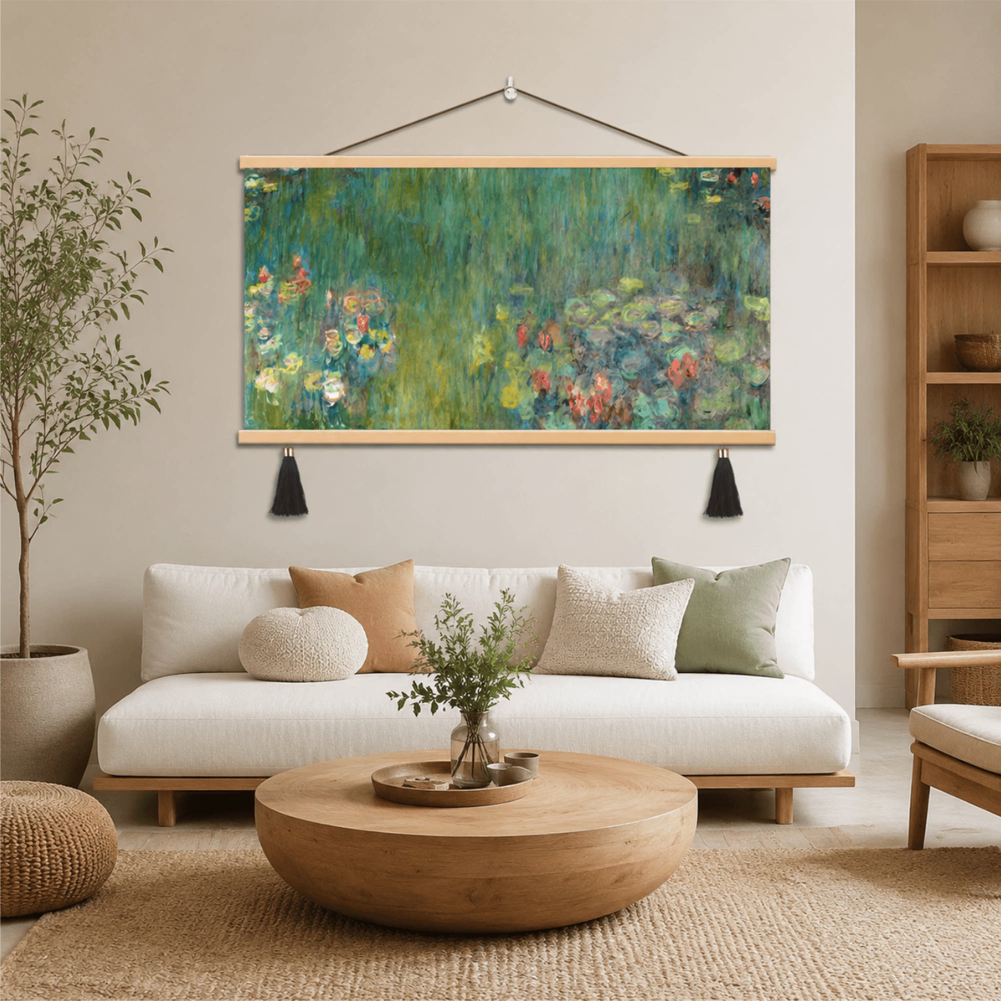 莫奈睡莲油画客厅沙发背景墙装饰挂画卧室床头简约大气墙面装饰画
