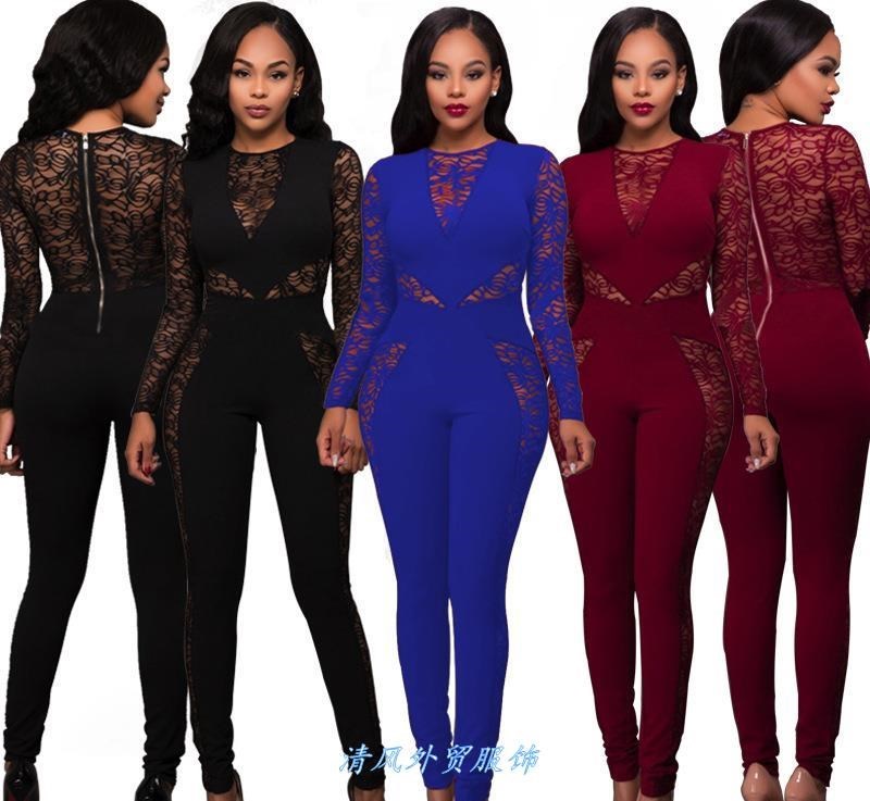 New winter dress lace stitching backless tall waist jumpsuit|ruв категории Женская одежда, брюки, брюки - от Buy2taobao.com для оказания профессиональной услуги покупки агента Taobao