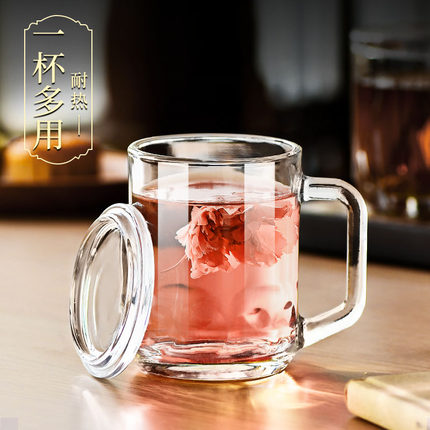 玻璃杯茶杯带把手家用耐高温钢化防摔啤酒杯子个人专用男泡茶水杯