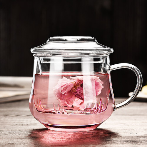 茶水分离杯带把过滤茶杯玻璃杯
