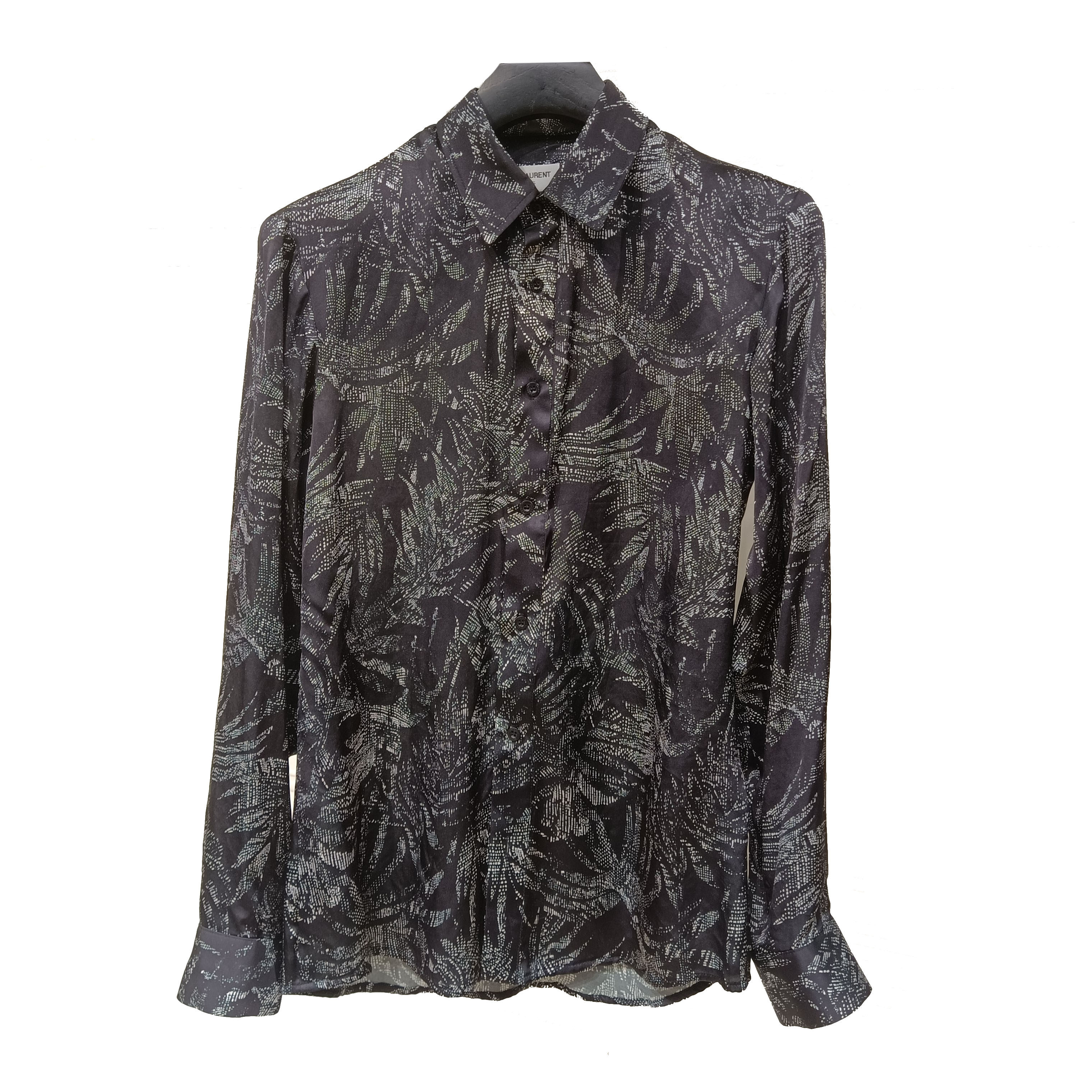 rokki hu gd权志龙2022slp春夏新款不规则花纹长袖蚕丝印花衬衫