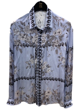 ROKKIHU 法式桑蚕丝真丝对花图案拼接DIOX男士衬衫