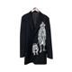 ROKKIHU 小众艺术感手绘西装 外套黑色宽松遛狗高街潮牌西服上衣