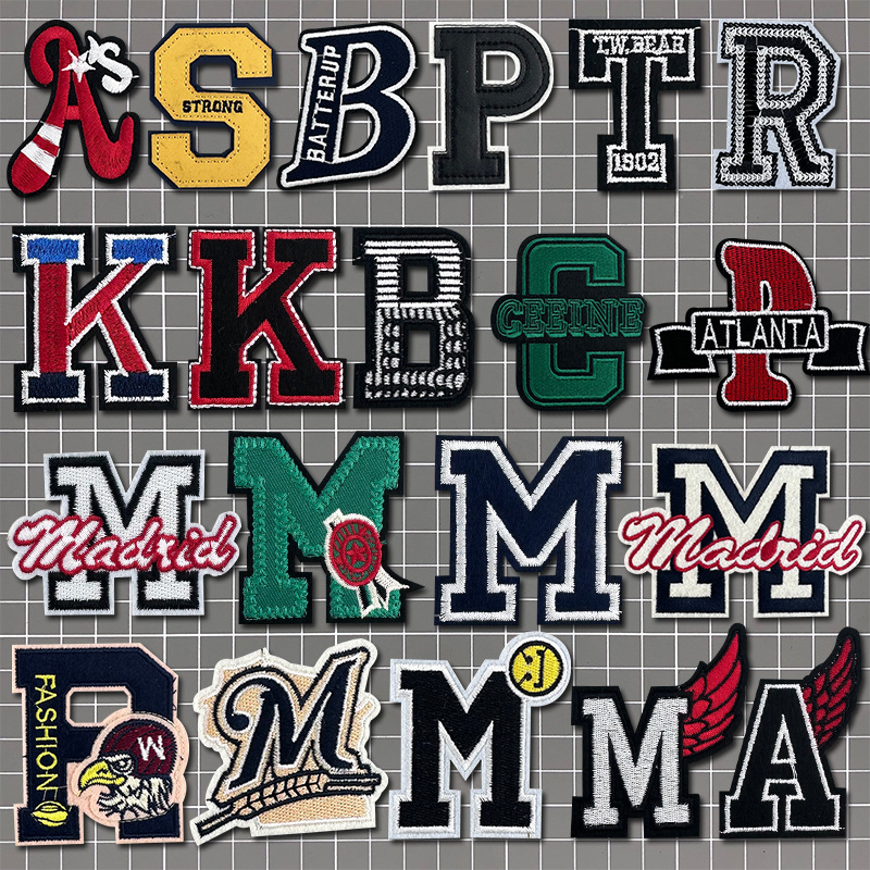 英文字母刺绣布贴服装辅料衣服羽绒服绣花标衣服裤子装饰补丁贴花