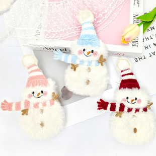 新款冬季毛绒布贴充棉围巾装饰雪人刺绣衣服箱包配饰diy补丁贴布