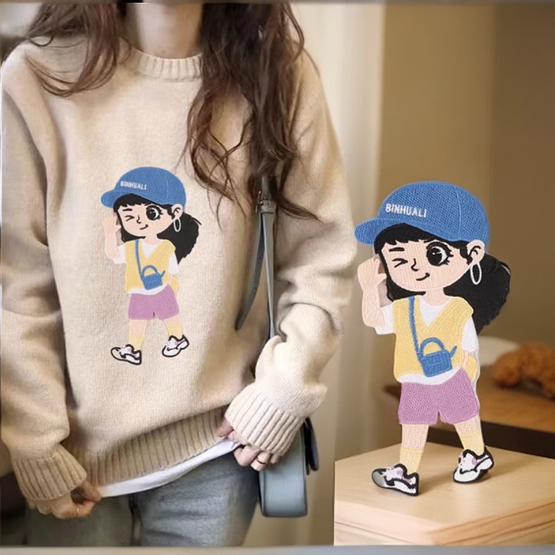 时尚大号衣服布贴标手缝无痕刺绣卫衣外套破洞补丁贴布后背装饰贴