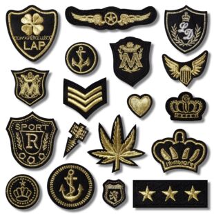 新款自粘金色刺绣徽章布贴羽绒服衣服牛仔裤补丁贴修补洞装饰补贴