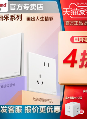 罗格朗开关插座面板画采陶瓷白色五孔插带usb三孔单控家用16A电源