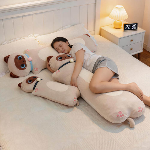 毛绒猫咪长条抱枕女生睡觉专用