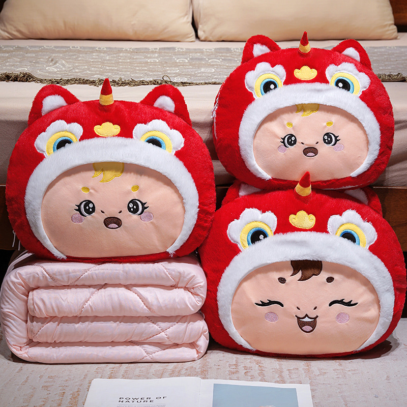 2026红色马年抱枕被子两用二合一