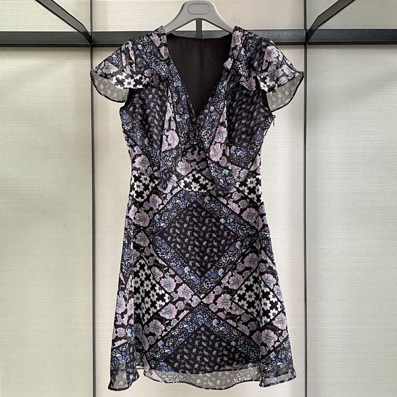 阿玛施旗舰店官网2020夏季新款女装专柜正品雪纺印花连衣裙茶歇裙