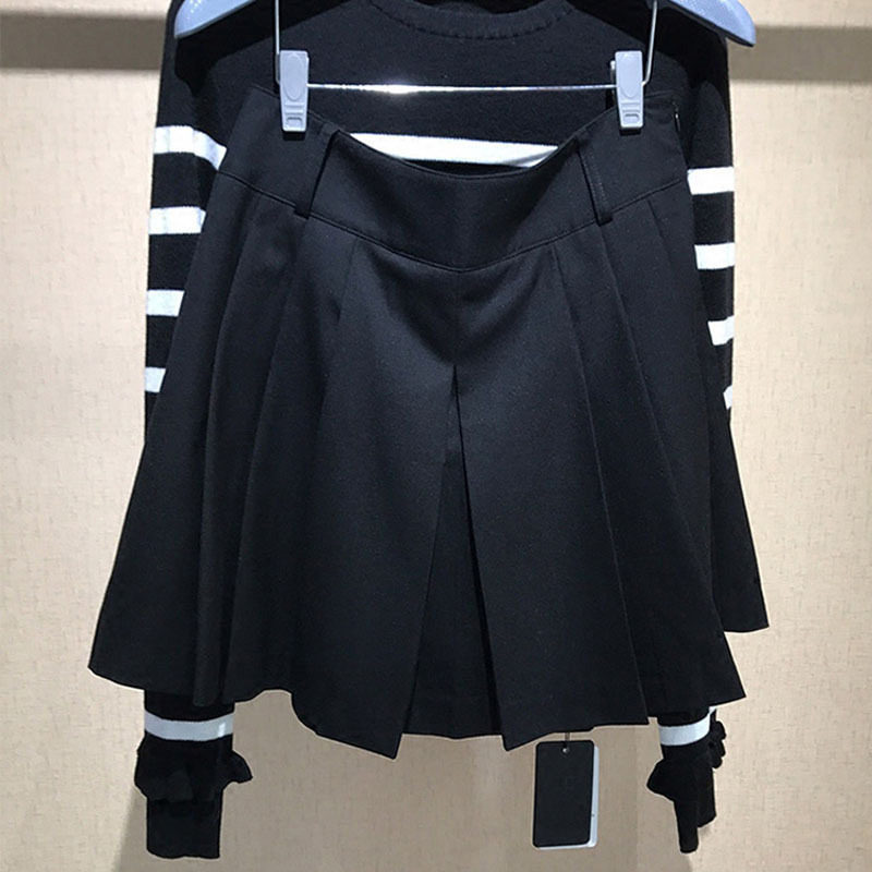 阿玛施旗舰店官网2020新款代购纯色百搭半身裙A字百褶裙超短裙女