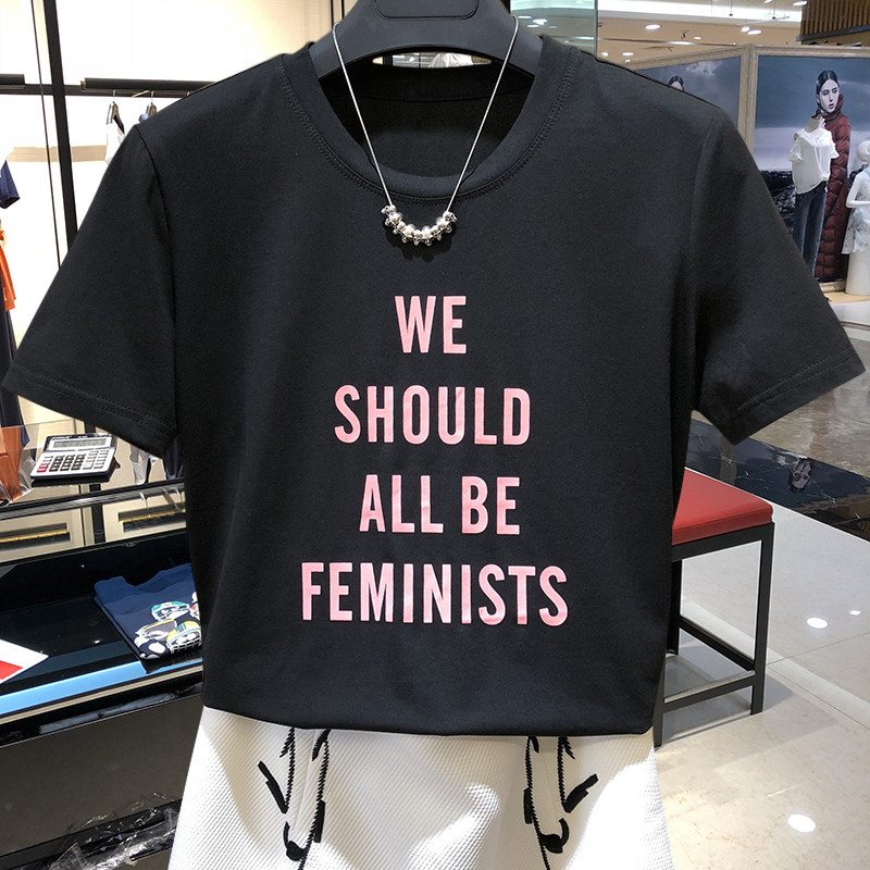 阿玛施旗舰店官网2020夏女装新款专柜正品代购字母印花短袖T恤女