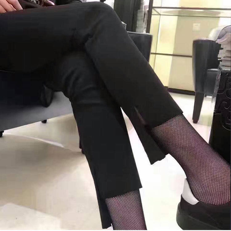 阿玛施旗舰店官网2020秋装新款正品代购黑色不规则小脚铅笔休闲裤