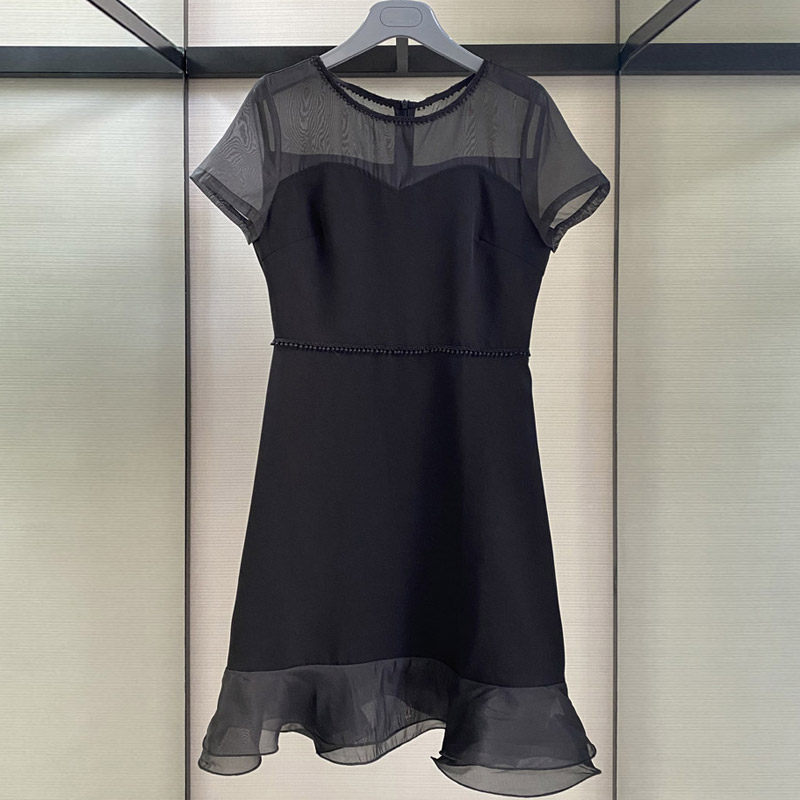 阿玛施旗舰店官网2020夏新款女装专柜正品代购拼接款短袖连衣裙女