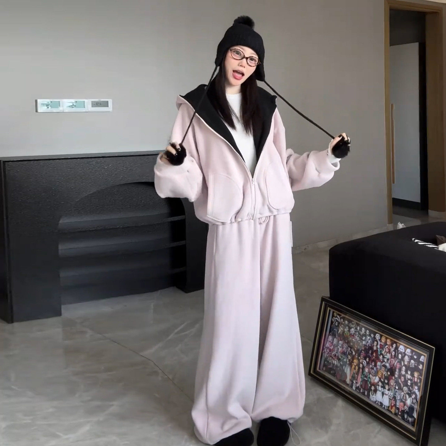 超好看深冬装韩系气质休闲运动卫衣套装女装冬季一整套穿搭高级感