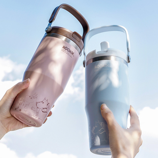 姆明moomin保温杯304不锈钢拎拎冰霸吸管杯随手便携户外运动水杯