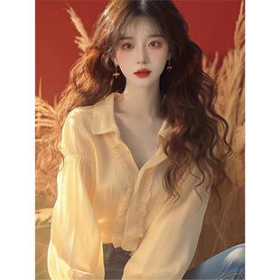 春夏季新款雪纺衬衫2026年新女装甜美公主风独特超好看长袖上衣潮